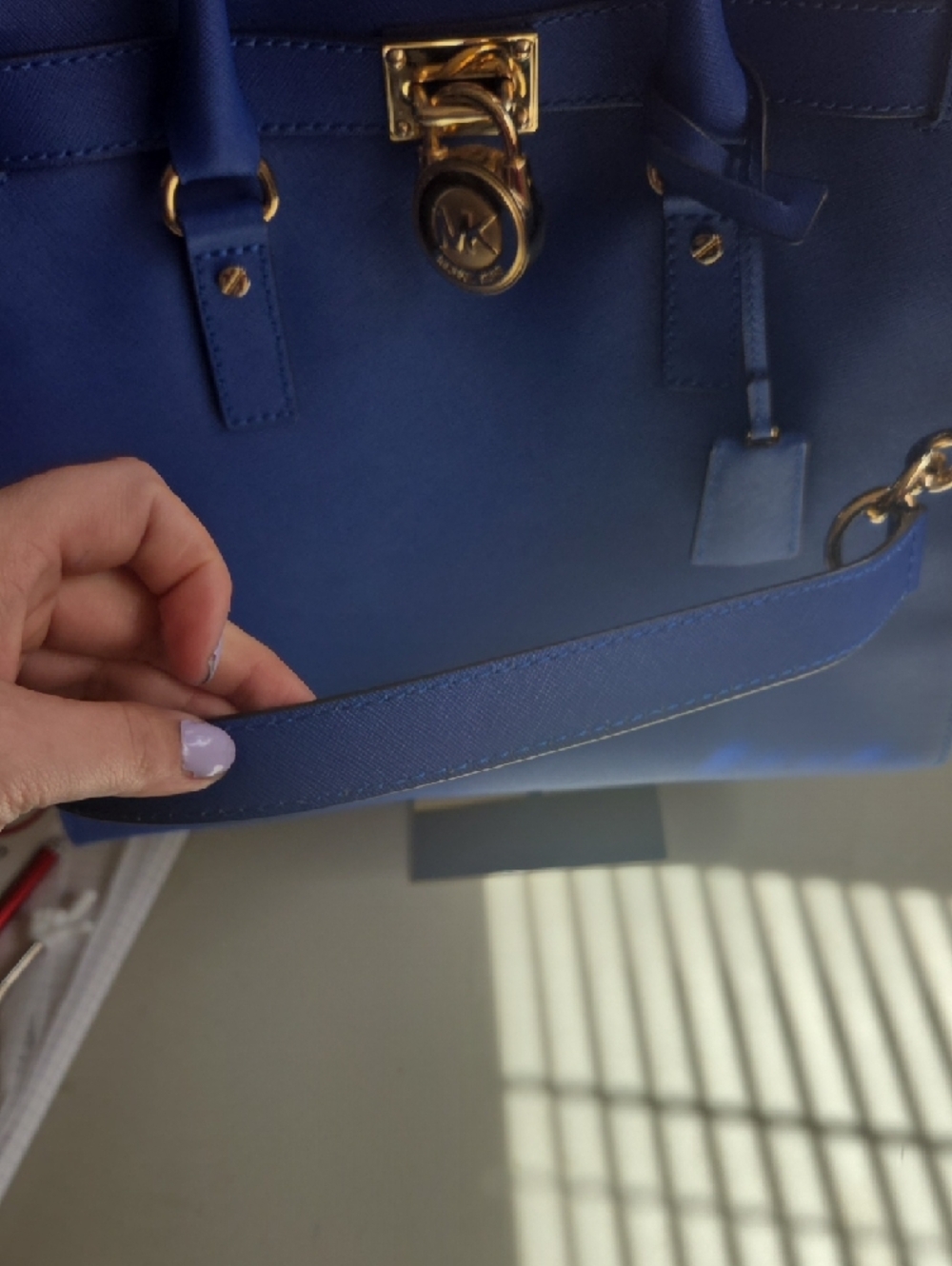 Michael Kors Hamilton Large North South  Royal Blue Tote with Gold Hardware - Picture 4 of 10